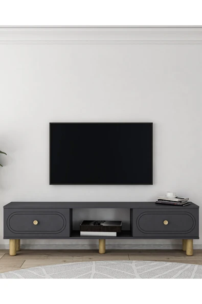 DEMONTE DECOR POLENDD BOHEM TV SEHPASI ANTRASİT-ANTRASİT ürün görseli 1