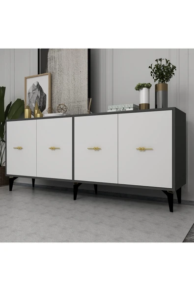 DEMONTE DECOR Sinta 180 Cm Konsol (KX180) Antrasit-beyaz - Resim 2