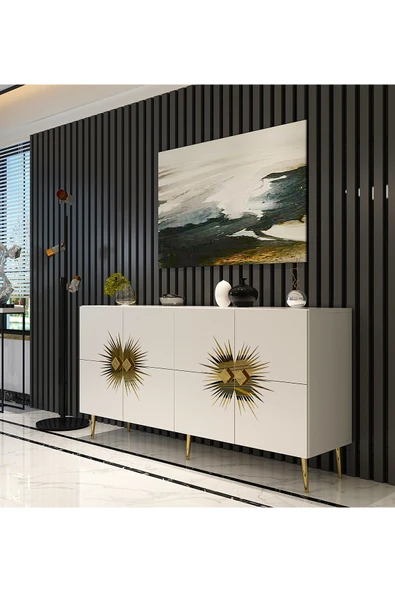 DEMONTE DECOR NİDADH (KB150) KONSOL BEYAZ ALTIN - Resim 2