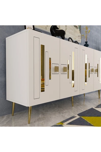 DEMONTE DECOR SEDUNADD (KB150) KONSOL BEYAZ-ALTIN - Resim 3