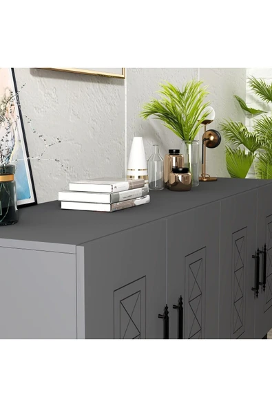 DEMONTE DECOR Shumen Konsol Antrasit-antrasit - Resim 3