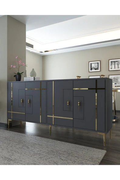 DEMONTE DECOR SİMGEDD (KX180) KONSOL ANTRASİT-ALTIN - Resim 2