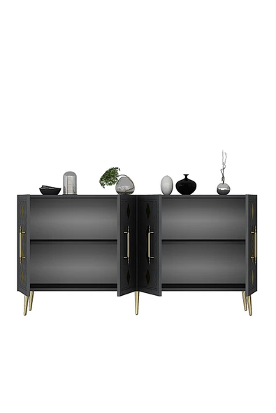 DEMONTE DECOR DOMEDD (KB150) KONSOL ANTRASİT-ALTIN - Resim 5