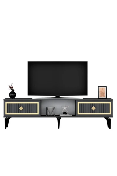 DEMONTE DECOR NİLL TV SEHPASI (ALT MODÜL) ANTRASİT-ALTIN - Resim 5