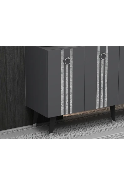 DEMONTE DECOR IŞILL KONSOL ANTRASİT-GÜMÜŞ - Resim 3