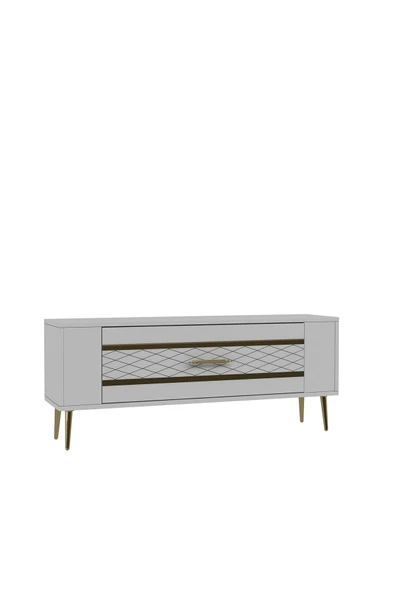 DEMONTE DECOR RETROLP2DD TV SEHPASI BEYAZ-ALTIN - 4