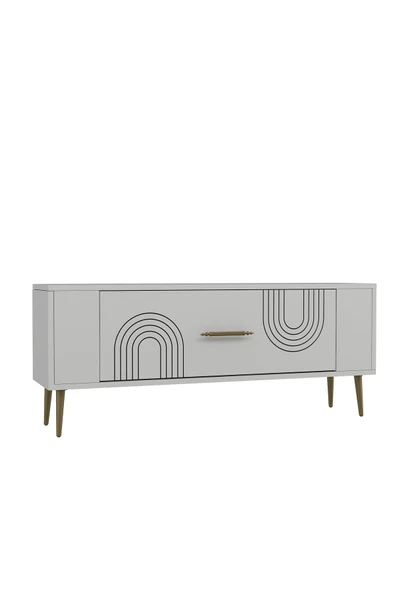 DEMONTE DECOR RETROL2DD TV SEHPASI BEYAZ-ALTIN - 4