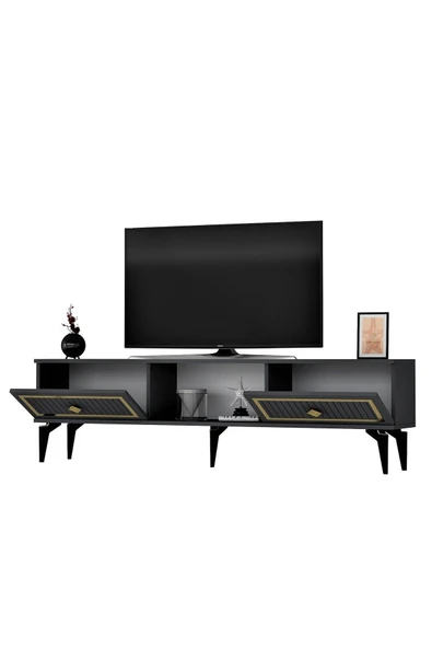 DEMONTE DECOR NİLL TV SEHPASI (ALT MODÜL) ANTRASİT-ALTIN - Resim 7