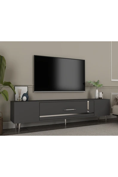 DEMONTE DECOR DEKOP1DD TV SEHPASI ANTRASİT-GÜMÜŞ - Resim 3