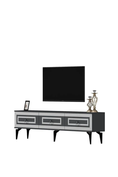 DEMONTE DECOR Karya 180 Cm Tv Sehpası Antrasit Gümüş - Resim 5
