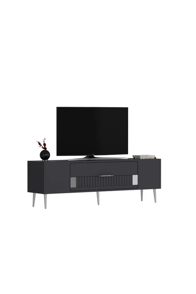 DEMONTE DECOR DEKOLP4DD TV SEHPASI ANTRASİT-GÜMÜŞ - Resim 4