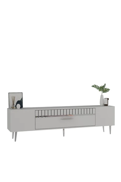 DEMONTE DECOR DEKOLP1DD TV SEHPASI BEYAZ-GÜMÜŞ - 4