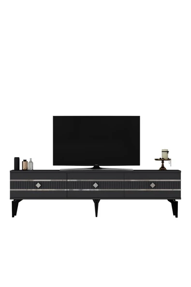 DEMONTE DECOR LENNORA 180 CM  TV SEHPASI (ALT MODÜL) ANTRASİT-GÜMÜŞ - Resim 3