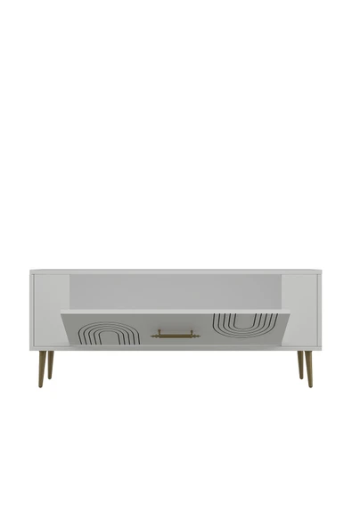 DEMONTE DECOR RETROL2DD TV SEHPASI BEYAZ-ALTIN - 5