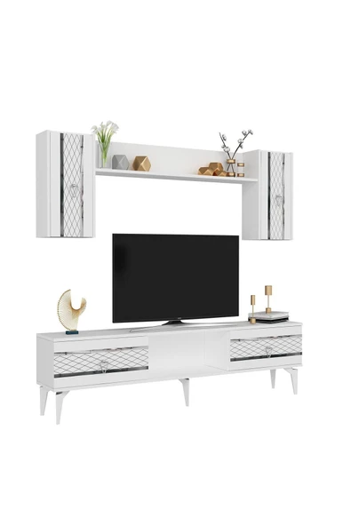 DEMONTE DECOR PELİN TV ÜNİTESİ TAKIMI BEYAZ-GÜMÜŞ - 5