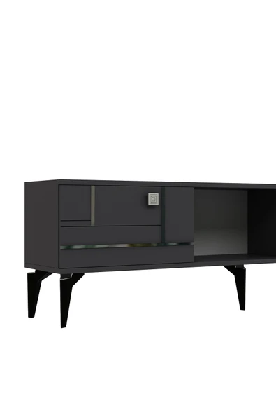 DEMONTE DECOR Maderadd Tv Sehpası Antrasit Gümüş - Resim 5