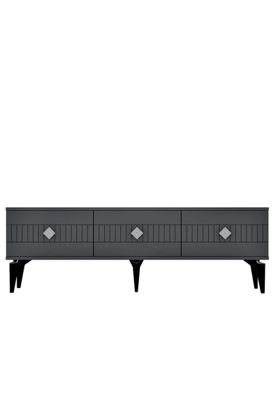 DEMONTE DECOR NORRA 180 CM TV SEHPASI (ALT MODÜL) ANTRASİT-GÜMÜŞ - Resim 5