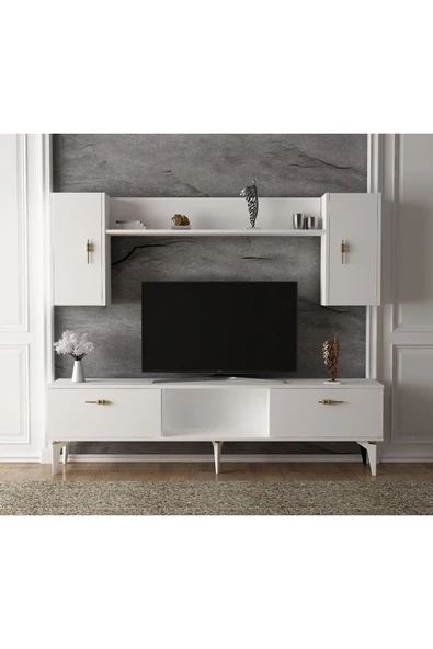 DEMONTE DECOR RÜYAM TV ÜNİTESİ TAKIMI BEYAZ-BEYAZ - 1