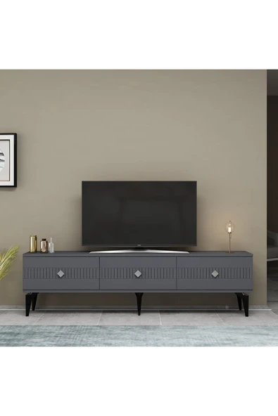 DEMONTE DECOR NORRA 180 CM TV SEHPASI (ALT MODÜL) ANTRASİT-GÜMÜŞ ürün görseli 1