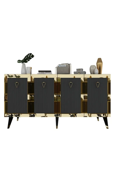 DEMONTE DECOR BARRE KONSOL ANTRASİT-ALTIN - Resim 4