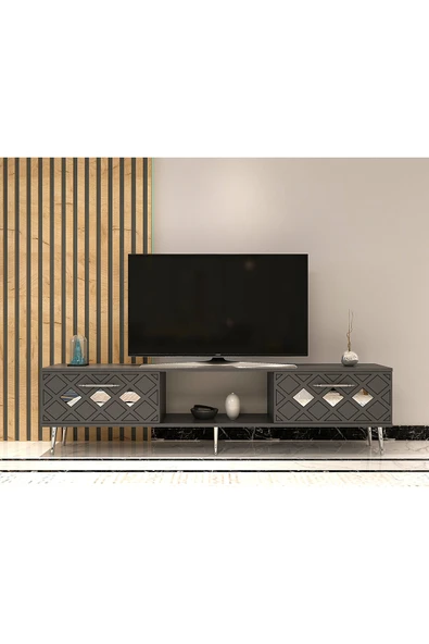 DEMONTE DECOR DOMEDD TV SEHPASI ANTRASİT-GÜMÜŞ ürün görseli 1