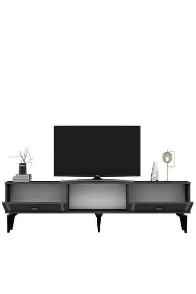 DEMONTE DECOR DORUK TV SEHPASI ANTRASİT GÜMÜŞ - 5