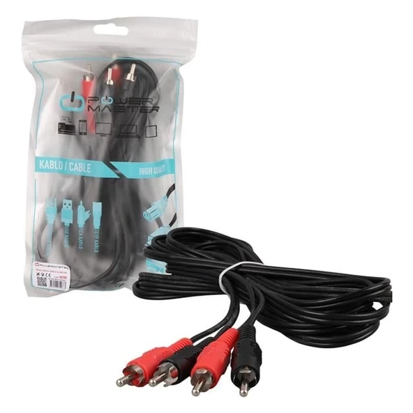 Powermaster PM-428 Siyah 5 Metre 2 Rca + 2 Rca Kablo - 3