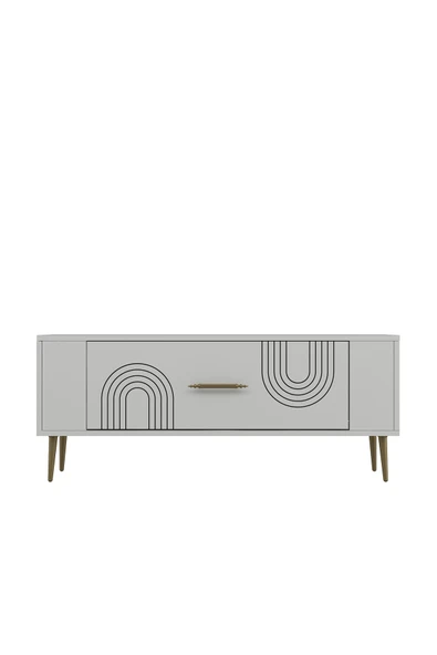 DEMONTE DECOR RETROL2DD TV SEHPASI BEYAZ-ALTIN - 3