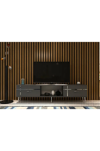DEMONTE DECOR LİNEDD TV SEHPASI ANTRASİT-GÜMÜŞ ürün görseli 1
