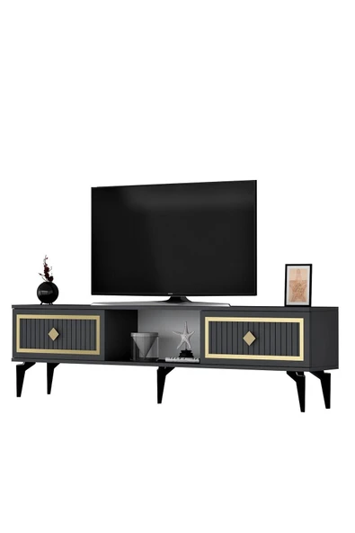 DEMONTE DECOR NİLL TV SEHPASI (ALT MODÜL) ANTRASİT-ALTIN - Resim 4