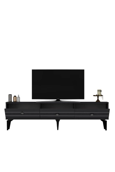 DEMONTE DECOR LENNORA 180 CM  TV SEHPASI (ALT MODÜL) ANTRASİT-GÜMÜŞ - Resim 5