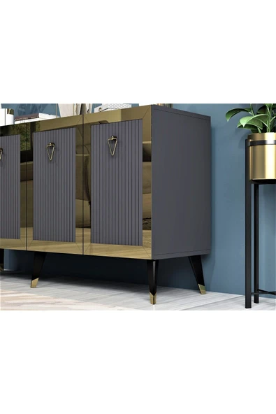 DEMONTE DECOR BARRE KONSOL ANTRASİT-ALTIN - Resim 3