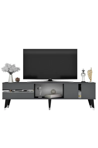 DEMONTE DECOR VANİA TV SEHPASI ve KONSOL 2'li SALON TAKIMI ANTRASİT-GÜMÜŞ - 7