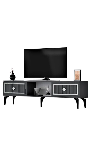DEMONTE DECOR NİLL TV SEHPASI (ALT MODÜL) ANTRASİT-GÜMÜŞ - Resim 4