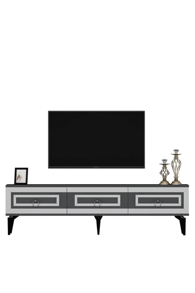 DEMONTE DECOR Karya 180 Cm Tv Sehpası Antrasit Gümüş - Resim 4