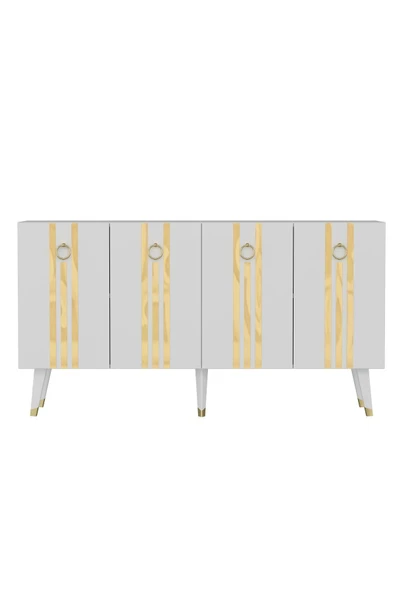 DEMONTE DECOR IŞILL KONSOL BEYAZ-ALTIN - Resim 5