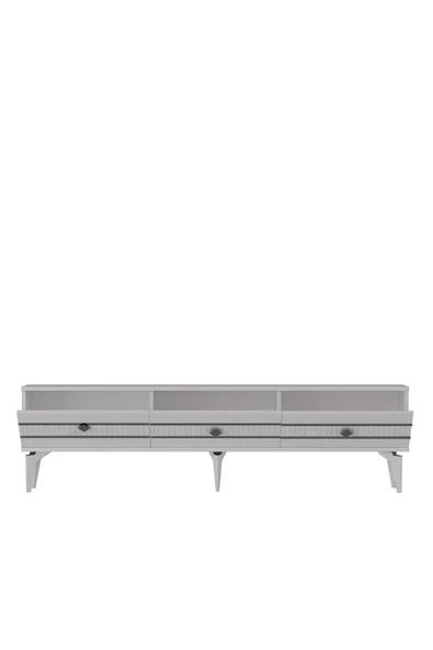 DEMONTE DECOR LENNORA TV SEHPASI (alt modül) ve KONSOL 2'Lİ SALON TAKIMI BEYAZ-GÜMÜŞ - Resim 7