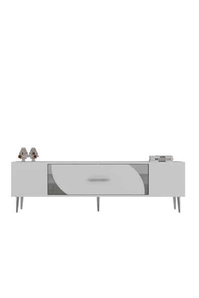 DEMONTE DECOR DEKOP2DD TV SEHPASI BEYAZ-GÜMÜŞ - 4