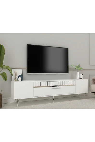 DEMONTE DECOR DEKOLP1DD TV SEHPASI BEYAZ-GÜMÜŞ - 2