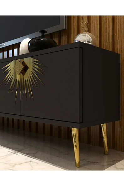 DEMONTE DECOR Nidadd Tv Sehpası Antrasit Gümüş - Resim 3