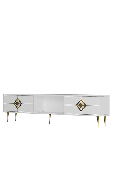 DEMONTE DECOR ROBBERDD TV SEHPASI BEYAZ-ALTIN - Resim 4