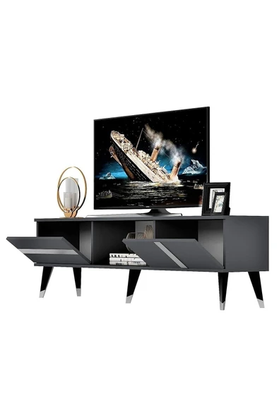 DEMONTE DECOR Vania Tv Sehpası Antrasit-gümüş - Resim 4