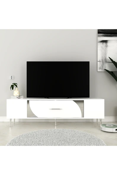 DEMONTE DECOR DEKOP2DD TV SEHPASI BEYAZ-GÜMÜŞ - 1