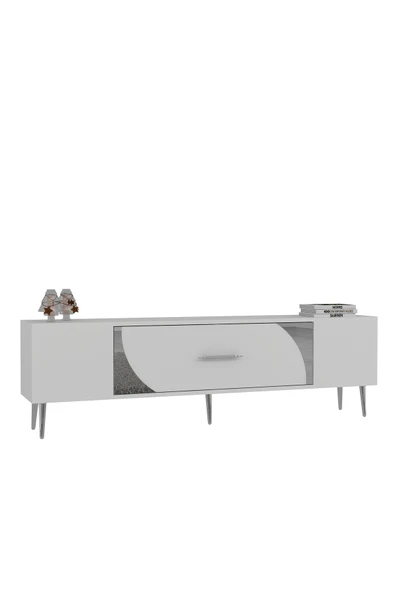 DEMONTE DECOR DEKOP2DD TV SEHPASI BEYAZ-GÜMÜŞ - 5