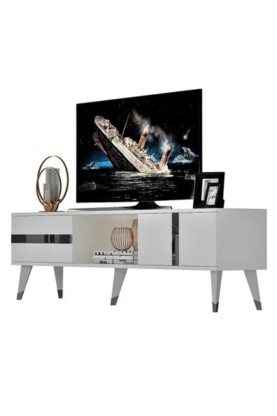 DEMONTE DECOR Vania Tv Sehpası Beyaz-gümüş - Resim 6