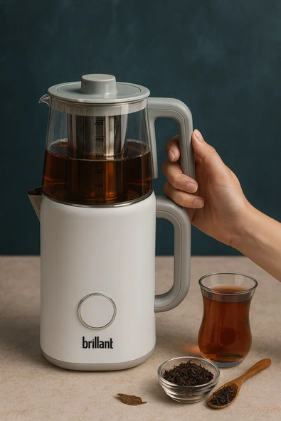 Brillant Dokunmatik Elektrikli Çaycı BEYAZ | Cam Demlikli Şık Tasarım CS-6683 ürün görseli