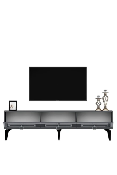 DEMONTE DECOR Karya 180 Cm Tv Sehpası Antrasit Gümüş - Resim 6