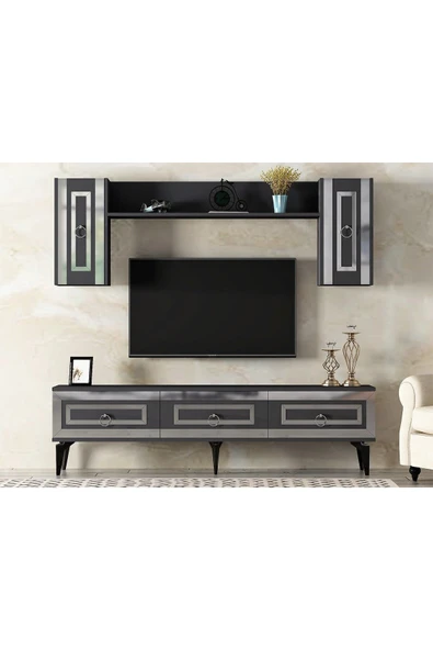 DEMONTE DECOR Karya 180 Cm Tv Ünitesi Antrasit Gümüş ürün görseli