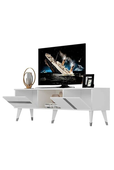 DEMONTE DECOR Vania Tv Sehpası Beyaz-gümüş - Resim 4