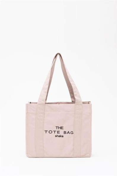 Çıt Çıt Kapatmalı The Tote Bag İşlemeli Kanvas Kumaş Günlük  Kol Ve Omuz Çantası - Resim 3